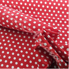 6mm  Pea Spot Red with White Spot 100% Cotton Fabric