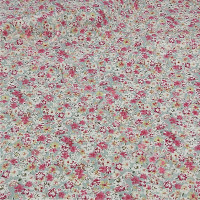 Ditsy Pink Flowers on pastel Green  100% Cotton 158-2