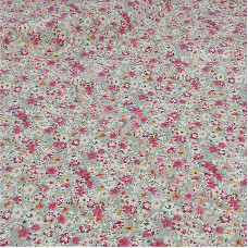 Ditsy Pink Flowers on pastel Green  100% Cotton 158-2