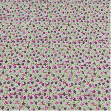 Purple Floral  on white 100% Cotton 28-0