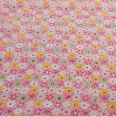 Pink Retro Floral 100% Cotton