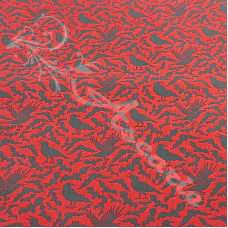 Black Crows & Bats on Red PolyCotton