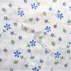 Ditsy Blue Flowers on white Polycotton