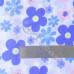 Blue & Pink  Flowers on white Polycotton