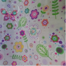 Butterfly's & Flowers on Grey  poly-cotton