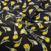 Yellow Tulip Flowers on Black Polycotton