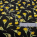 Yellow Tulip Flowers on Black Polycotton