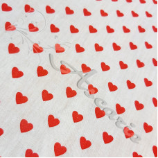 Red Hearts on a white background  PolyCotton