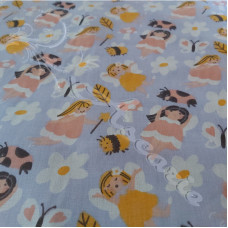 Fairies  on Lilac Polycotton