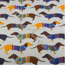 Sausage Dogs with Jumpers PolyCotton