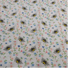 Bumble Bees on White PolyCotton