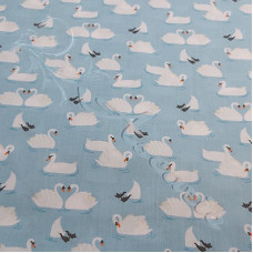 Swans on Blue PolyCotton