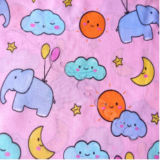 Elephants on Pink PolyCotton