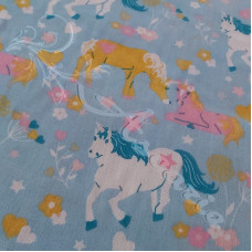 Unicorns on Light Blue Polycotton