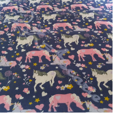 Unicorns on Blue Polycotton