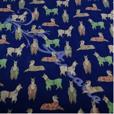 Llamas in Pyjamas on Navy PolyCotton