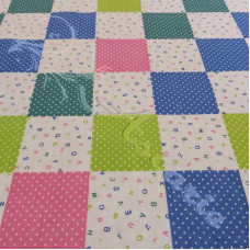 Alphabet & Pin Spot Patchwork PolyCotton