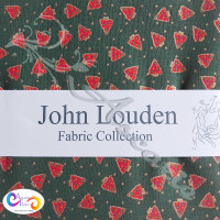 John Louden Christmas Metallic Small Christmas Trees Design 100% Cotton Green