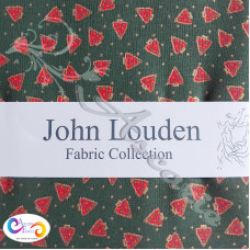 John Louden Christmas Metallic Small Christmas Trees Design 100% Cotton Green