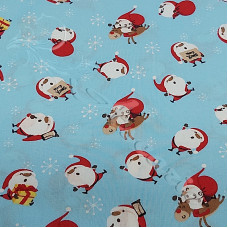 Happy Santa on Blue 100% Cotton from Rose & Hubble