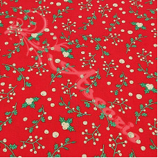 Christmas Mistletoe on Red 100% Cotton from Rose & Hubble
