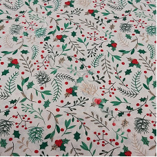 Christmas  Holly Sprays 100% Cotton from Rose & Hubble