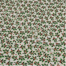 Small Christmas Holly on White 100% Cotton from John Louden