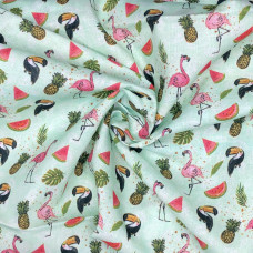 Flamingos, Toucans & Melons Fabric 100% Cotton