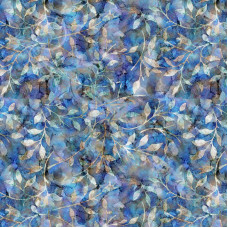 Leafy Trail Batiks Pale Blues 100% Cotton Poplin