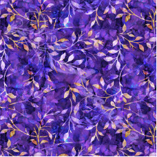 Leafy Trail  Purple 100% Digital Cotton Poplin