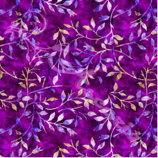 Leafy Trail  Violet 100% Digital Cotton Poplin