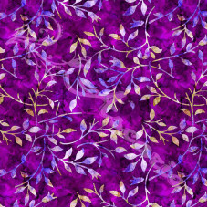 Leafy Trail Batiks  Violet 100% Cotton Poplin