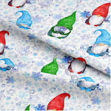 Frozen Gonks Christmas on White 100% Digital Cotton 