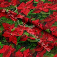Poinsettia Christmas Design 100% Digital Cotton 