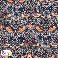 William Morris Design Strawberry Thief Navy 100% Digital Cotton Print