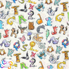 Animal Alphabet Fabric 100% Cotton