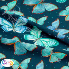 Blue Butterfly's digital print 100% Cotton Fabric