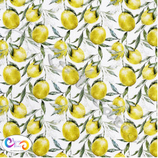 Lemons on White 100% Digital Cotton Print