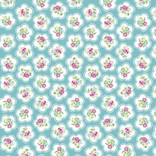 Dainty Flowers on Turquoise 100% Cotton