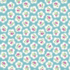 Dainty Flowers on Turquoise 100% Cotton