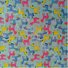 Donkeys on Blue Polycotton