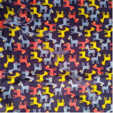 Donkeys on Navy Polycotton