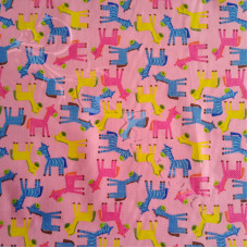 Donkeys on Pink Polycotton