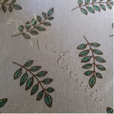 Cotton Rich Leaves on Linen Look Fabric