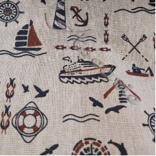  Cotton Rich Linen Look Small Nautical Design