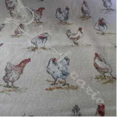 Cotton Rich Linen Look Chickens