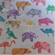 Cotton Rich Origami  Animals on Linen Look Fabric