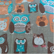  Cotton Rich Linen Look Owls 