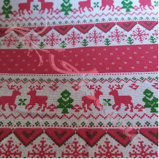 Cotton Rich Linen Look Scandi Christmas Red 