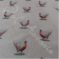 Digital Linen Look Pheasants Cotton Rich Fabric